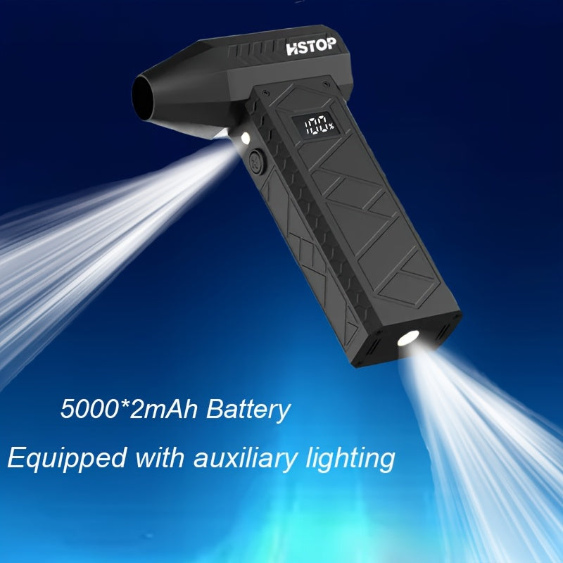 Handheld Portable Turbo Fan with LED Light USB Rechargeable Dust Blower