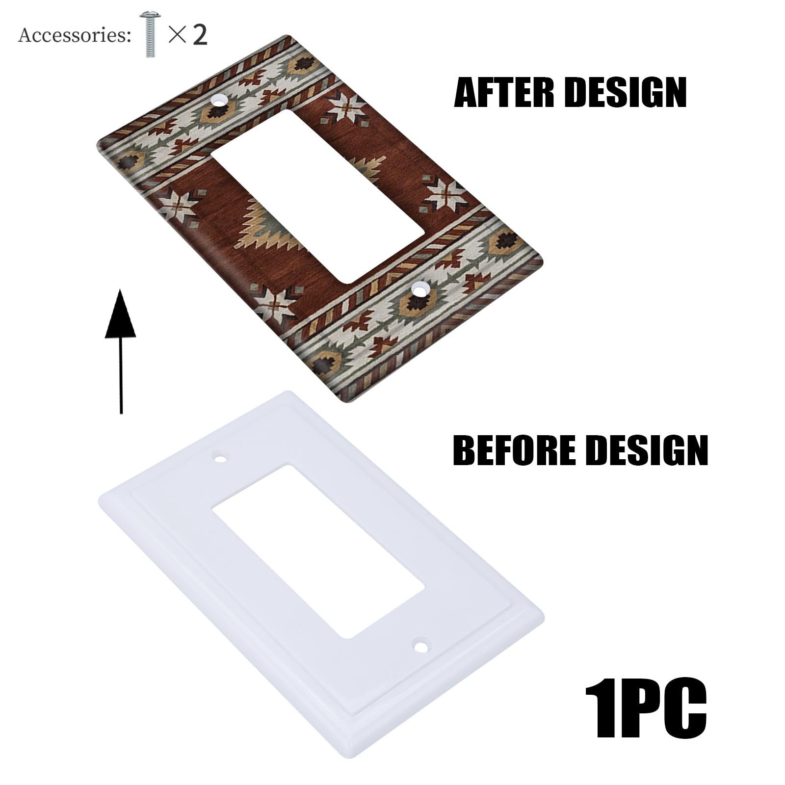 Cubierta de panel de interruptor de pared tribal rústico marrón beige blanco 1Gang 2Gang