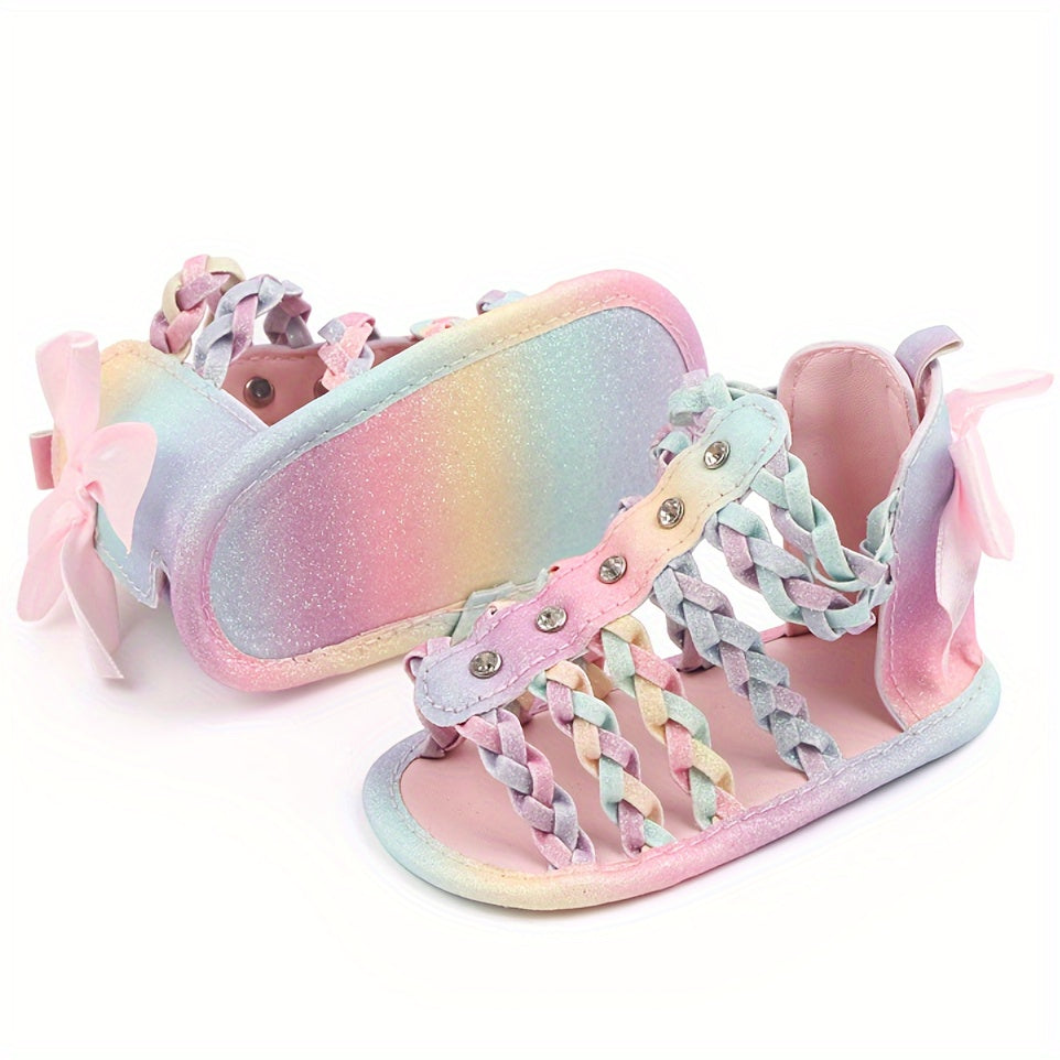 Baby Girls' Summer Shoes with Princess Design Open Toe Non-Slip Breathable Casual Infant Toddler Shoes
