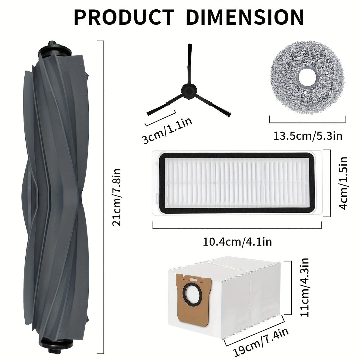 18 Pack Robot Vacuum Accessories for L20 Ultra Main Brush Side Brushes Filters Dust Bags Mop Cloths