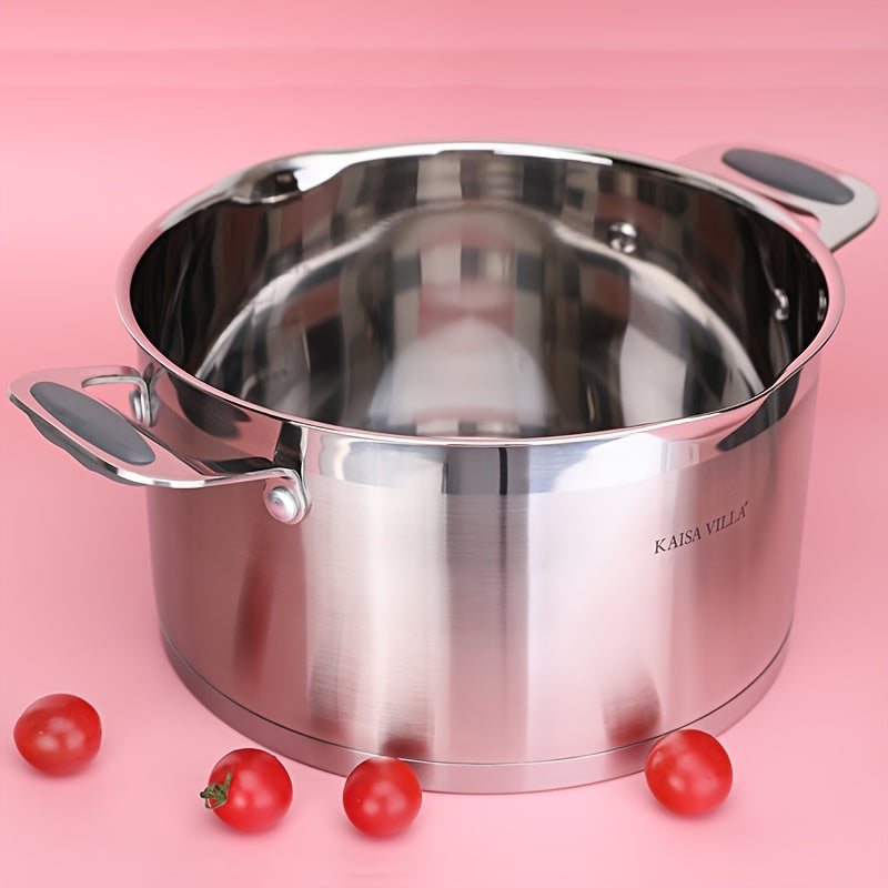 "Ikki tutqichli zanglamas po'latdan yasalgan sho'rva qozoni, qalin va yopishmaydigan, qaynatmalar, makaron, shirinliklar va souslar uchun mukammal - uyda foydalanish uchun ideal, sovg'a qutisida taqdim etilgan - Villa 304."