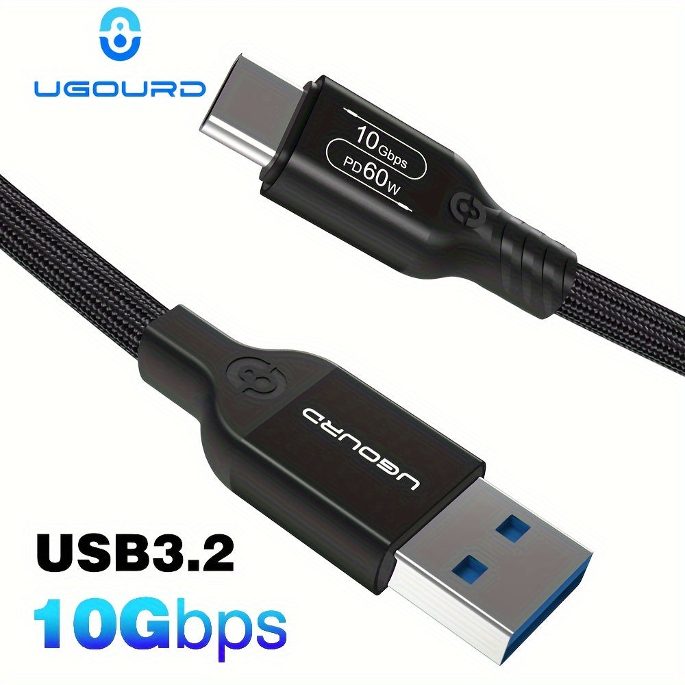 USB3.2 Gen2 USB-A dan Type-C kabel, 10Gbps ma'lumot uzatish tezligi, 20V3A 60W maksimal quvvat uzatish. Telefon, Pad, iPhone15 Pro Max, iPad, noutbuk, PC, SSD qutisi bilan mos keladi.