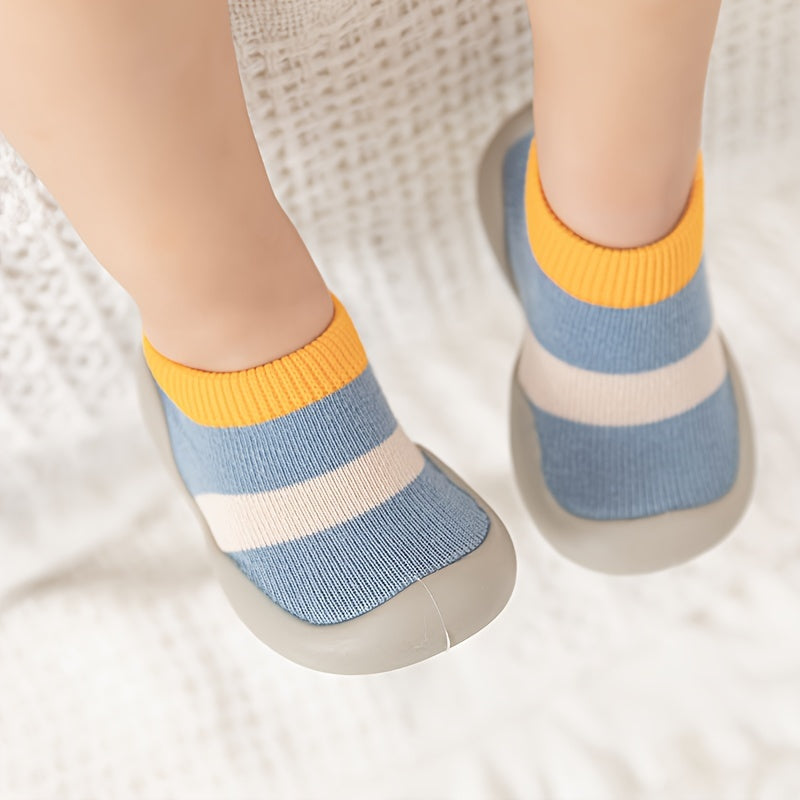 Kids' Toddler Boys Girls Cartoon Sock Shoes with Rubber Sole Blue Yellow Striped
