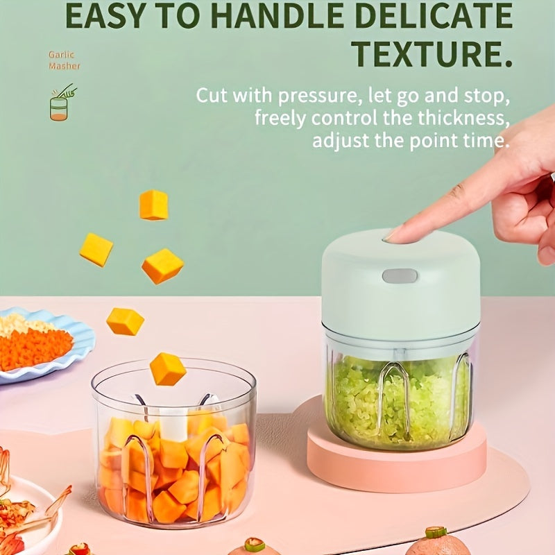 Portable Electric Food Chopper 3.38oz USB Rechargeable Mini Garlic Masher Vegetable Crusher