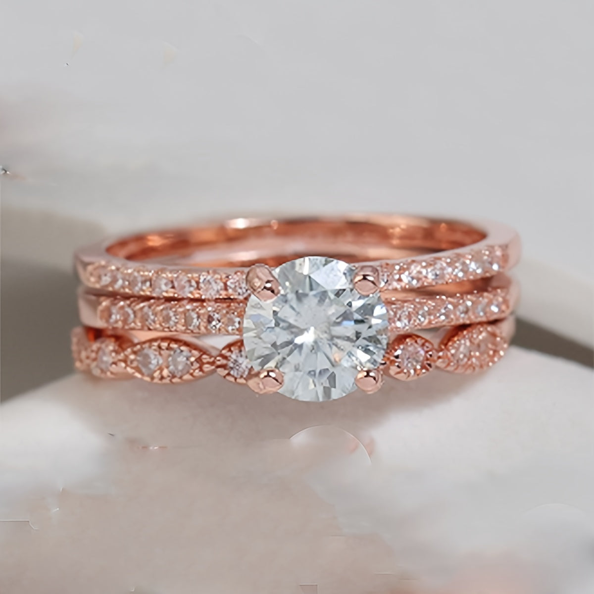 Sterling Silver Stack Ring for Women with Moissanite 2-3ct Gift Box