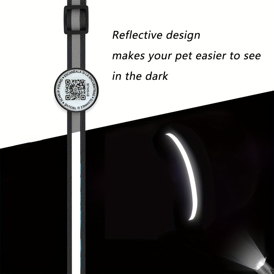 Reflective QR Code Pet Collar for Cats and Small Dogs High Visibility Night Anti-Lost Striped Polyester