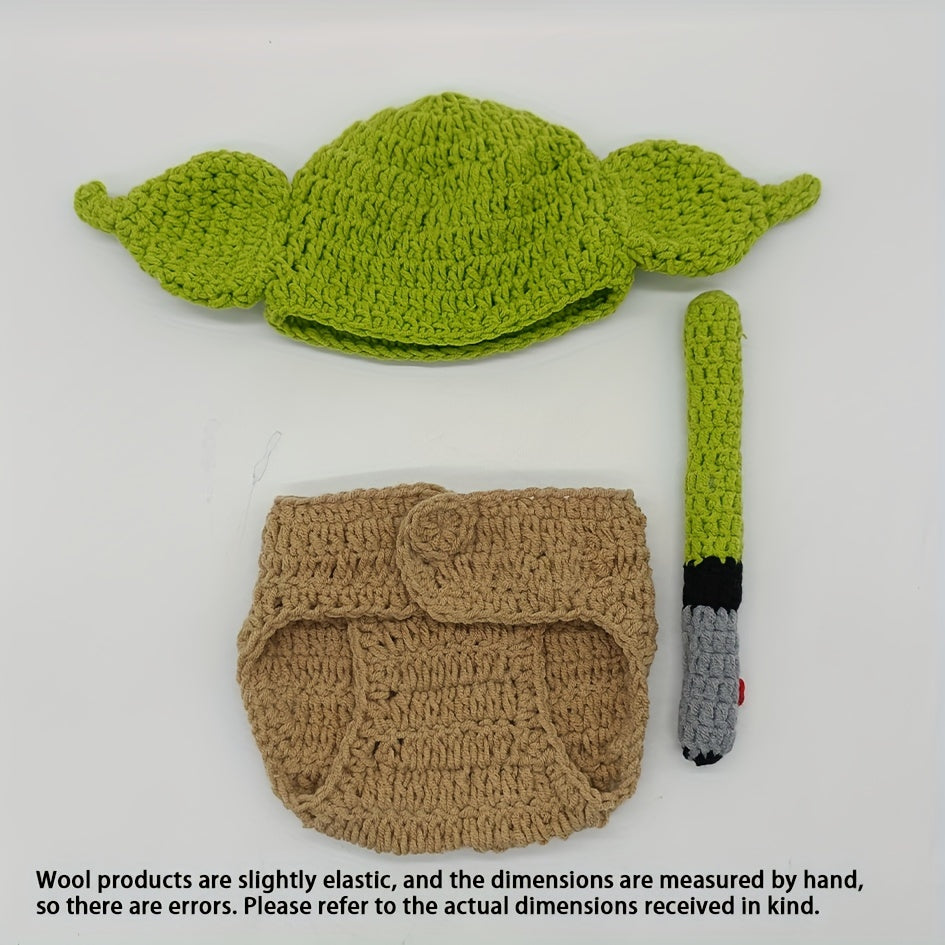 Crochet Baby Yoda Costume for Newborns and Toddlers Knit Hat and Diaper Cover Mixed Colors