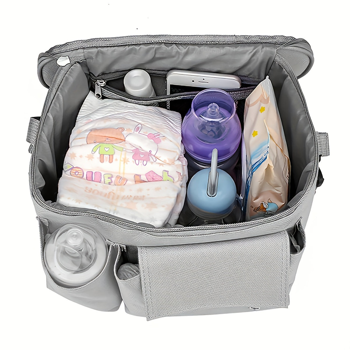 Stroller Organizer with Rotating Wheels and Sturdy Polyester for Busy Moms