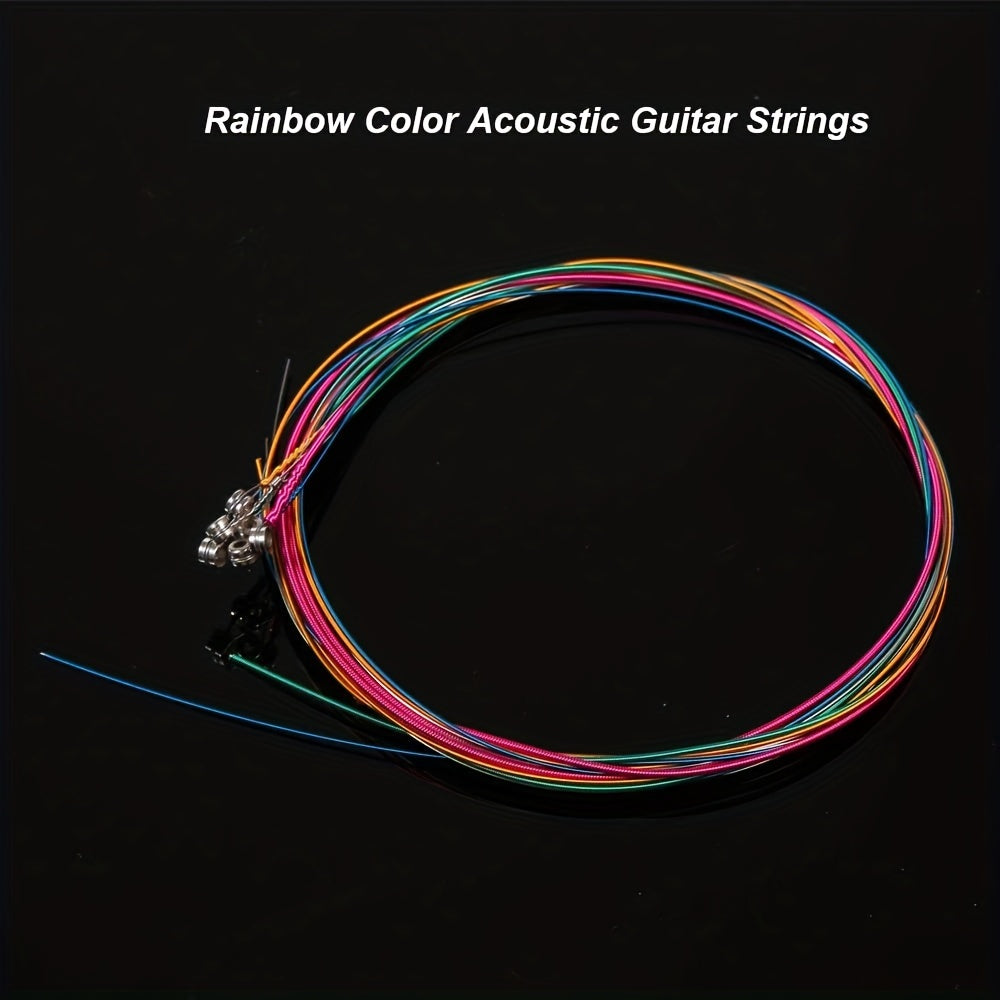 6-Pack Rainbow Acoustic Guitar Strings for E-A Classic Folk Guitars High-Quality