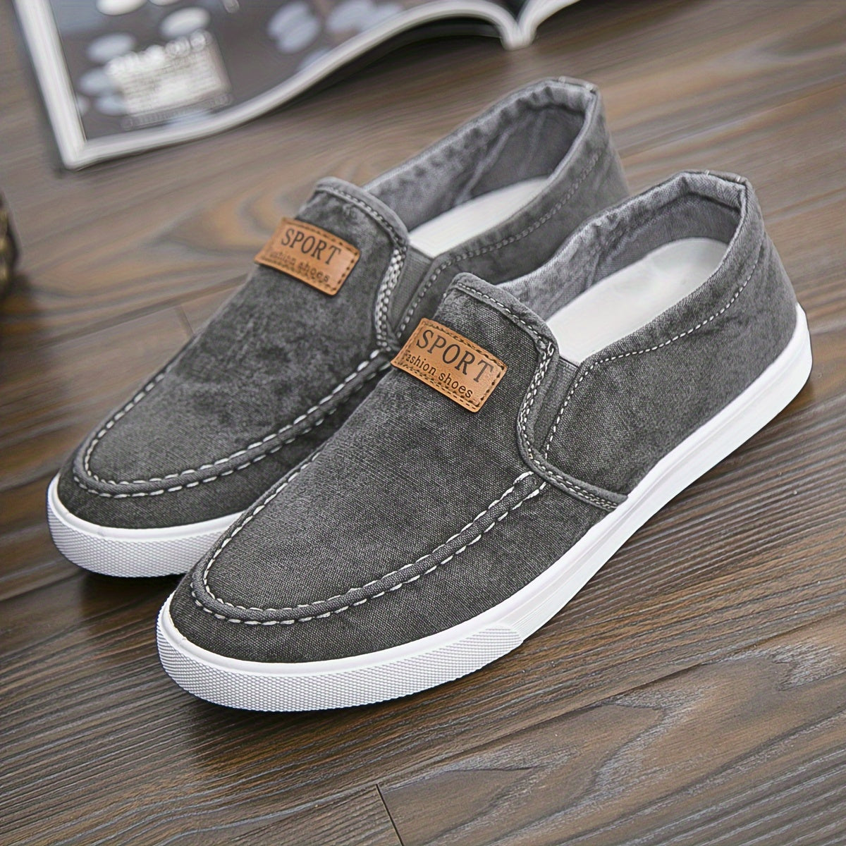 Men's Fabric Slip-On Loafers Casual Outdoor Shoes for All Seasons