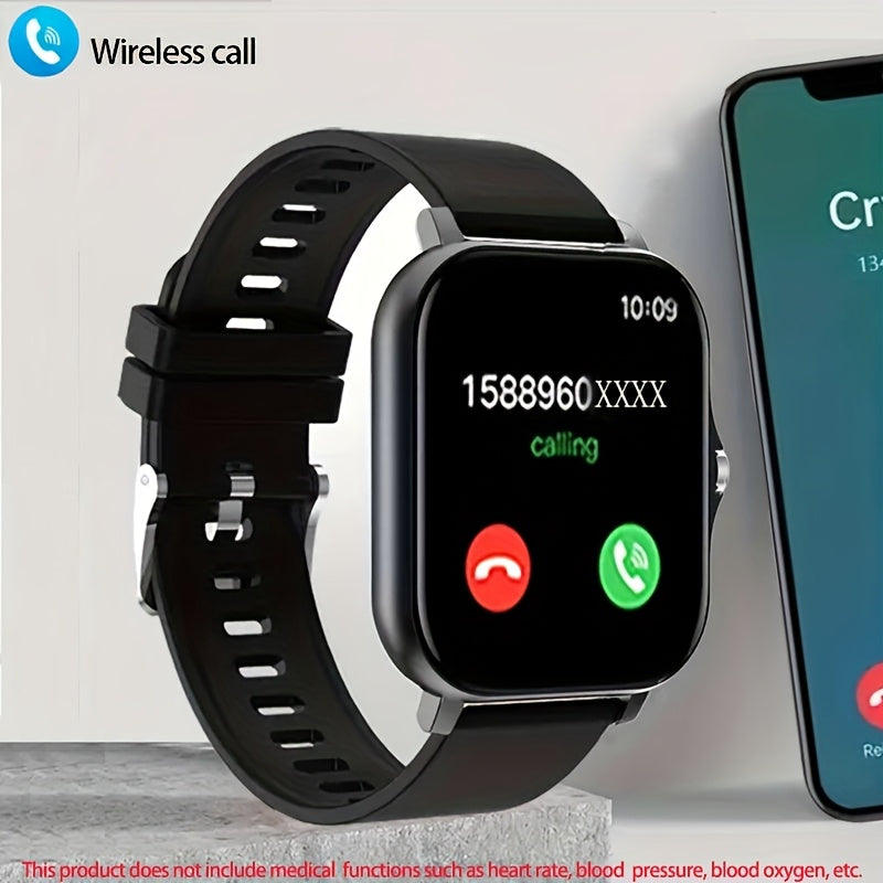 Touch Screen Smartwatch with Real-Time Caller ID and Notifications 1.83 Inch TFT Display Silicone Strap Metal Body
