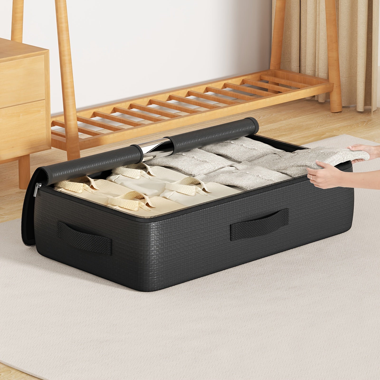 Large Capacity Under Bed Storage Bag Waterproof Foldable Organizer for Clothes Toys Books