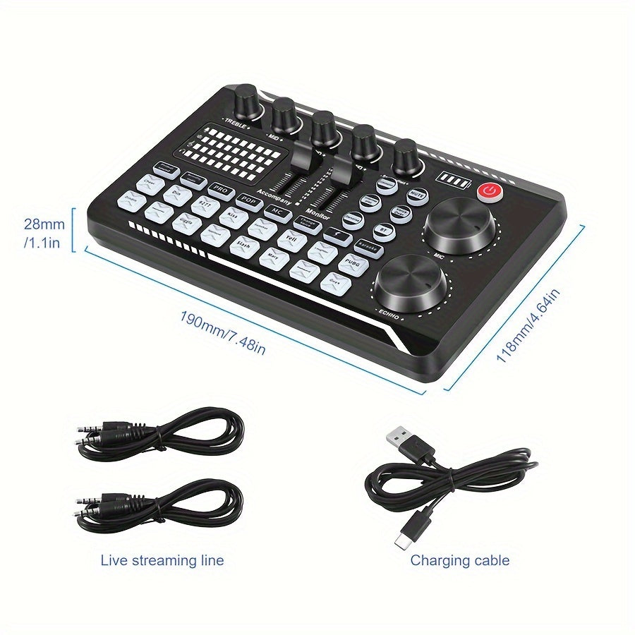 USB Live Sound Card Audio Interface with Voice Changer and DJ Effects for Streaming Podcasting Gaming