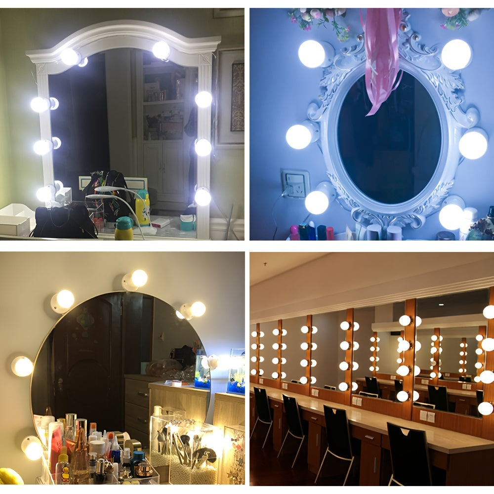 3-Color Dimmable LED Makeup Mirror Bulb USB Powered for Bedroom Bathroom Dressing Table