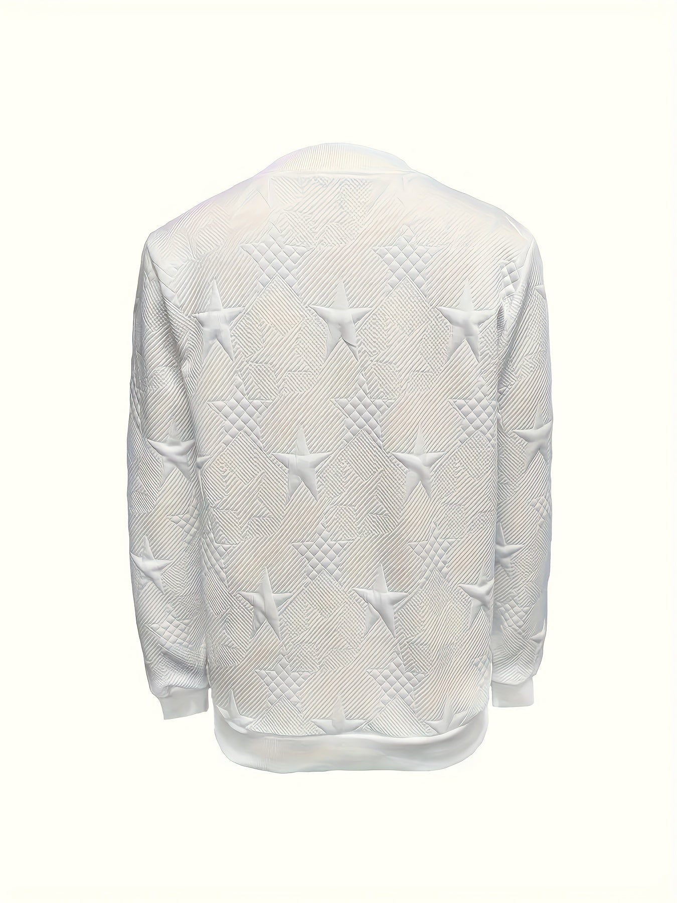 Plus Size White Star Pattern Long Sleeve Cardigan for Women