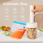 12та қайта ишлатилиши мумкин бўлган сумкалар билан кичик вакуумли герметиклаштирувчи, саёҳат учун стейк пакетлаш ва музлатиш