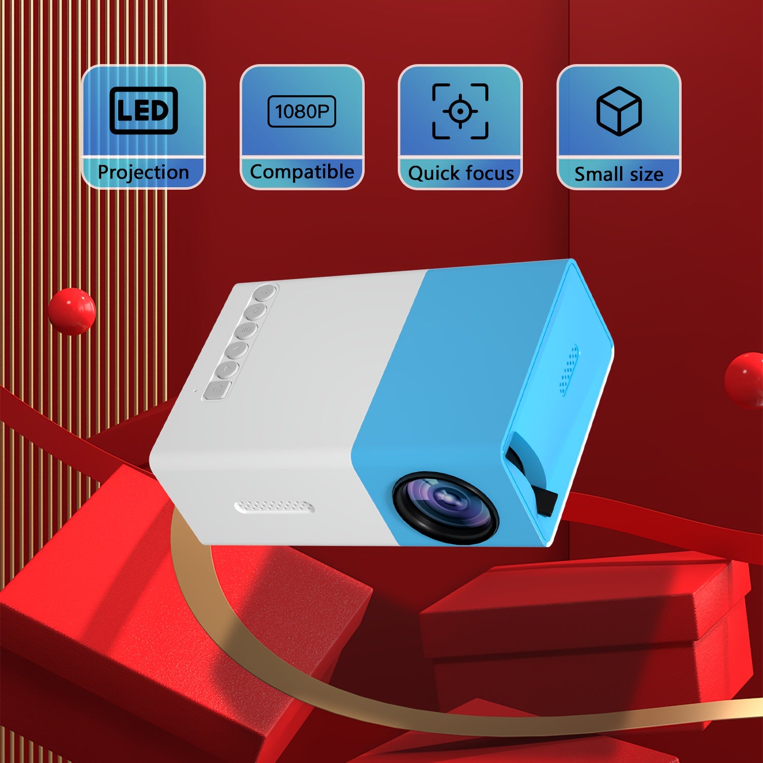 Мини портативный LCD-проектор 1080p Full HD с быстрой фокусировкой для домашнего офиса