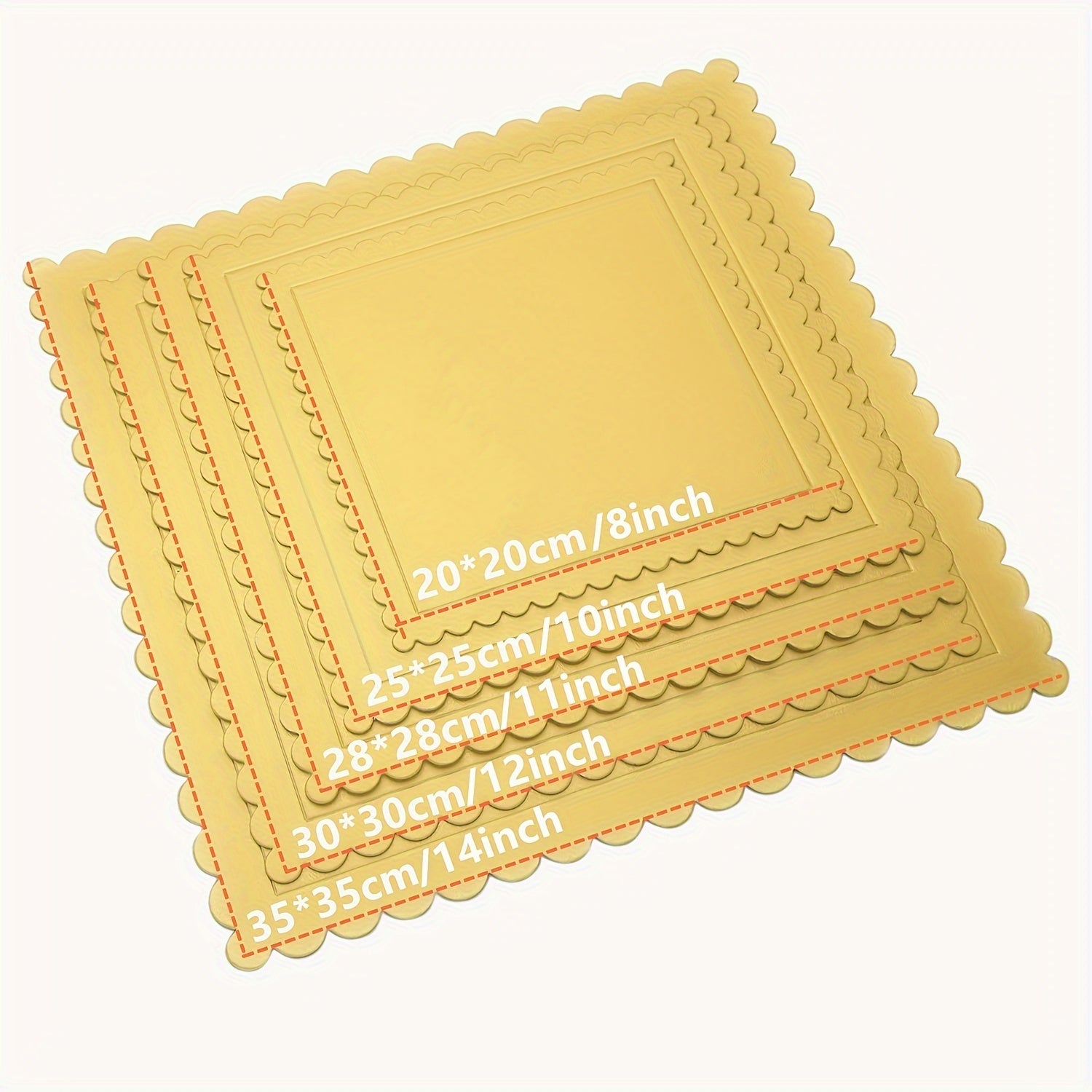 Set of 10 Gold Scallop Edge Cake Boards Aluminum Base Stand for Weddings and Birthdays