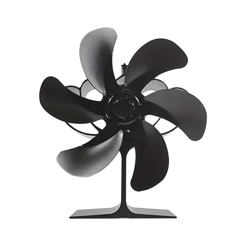 Portable Aluminum Wood Stove Fan for Fireplaces Log Burners Non-Electric 6 Blades