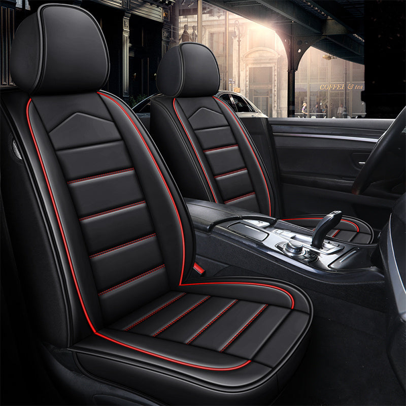 Black and Red 5-Piece Breathable Car Seat Cover Set for Sedan SUV