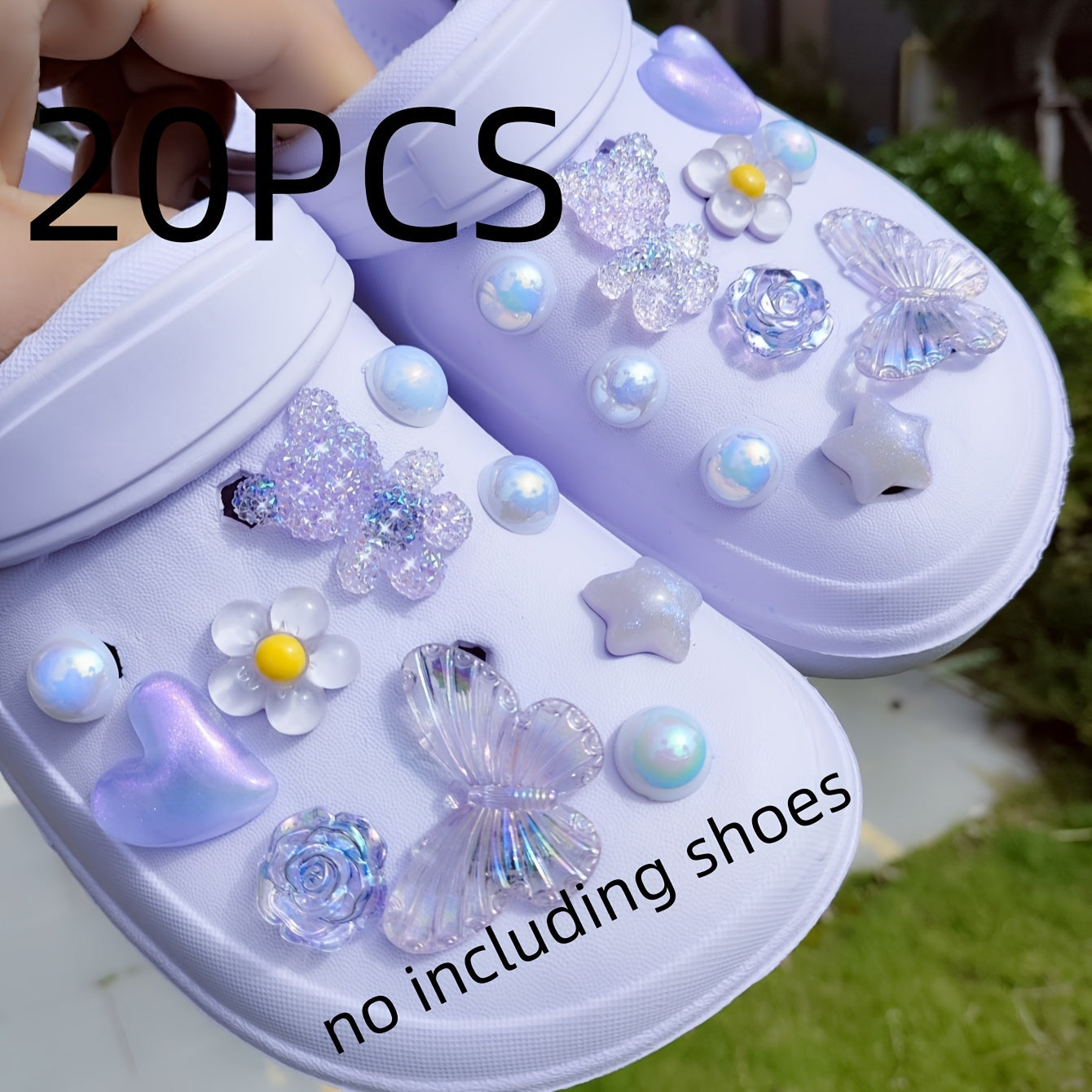 20pcs Purple Bear Butterfly Flower Shoe Decorations for Slippers and Sandals