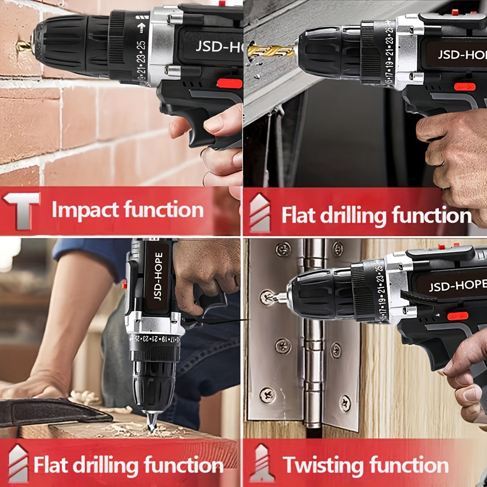 Cordless Impact Drill Driver Kit 48V Lithium Battery Charger US Plug