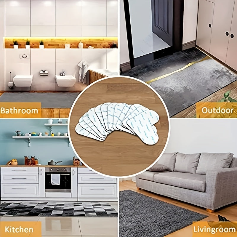 Set of 8 Heart-Shaped Non-Slip Carpet Grippers for Hardwood and Tile Floors