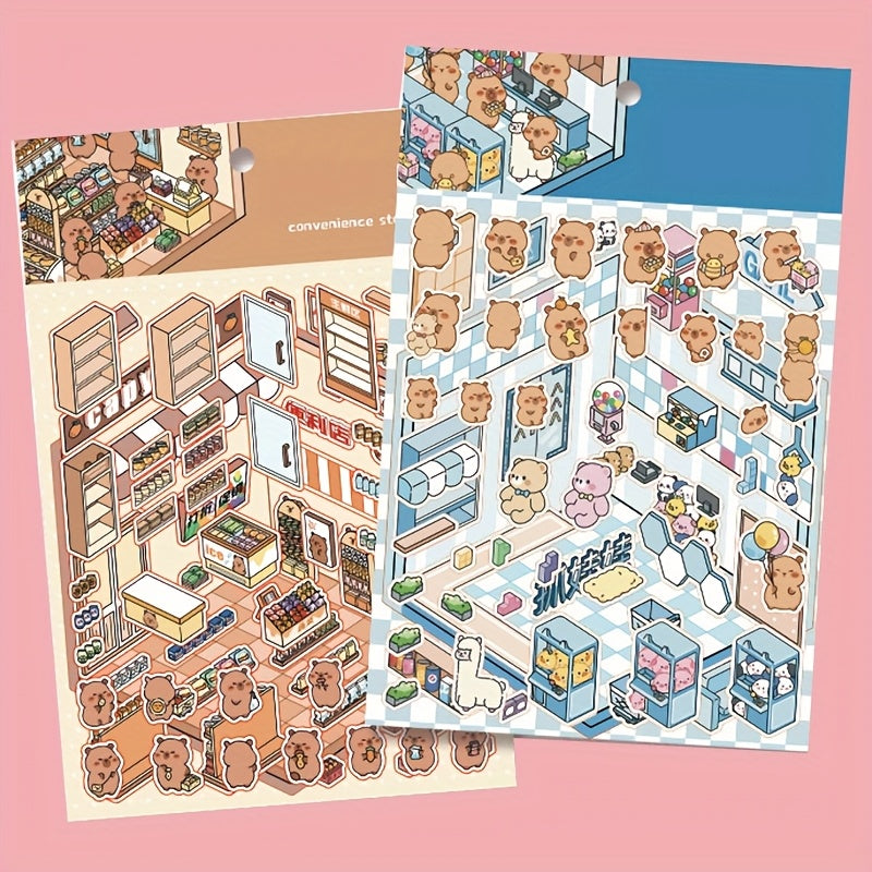 Miniature 3D Panda Stickers Reusable Irregular Shape Glossy PET for Room Decor and Crafts