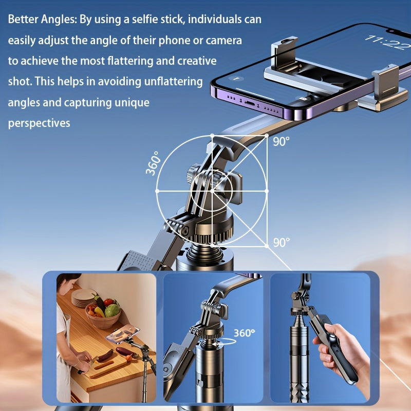 2024 Чорбоғлиқ ўз-ўзини суратга олиш қўлқопи тропида телефонлар учун 360° айланиш портатив стабилизатор саёҳат фотосурет учун
