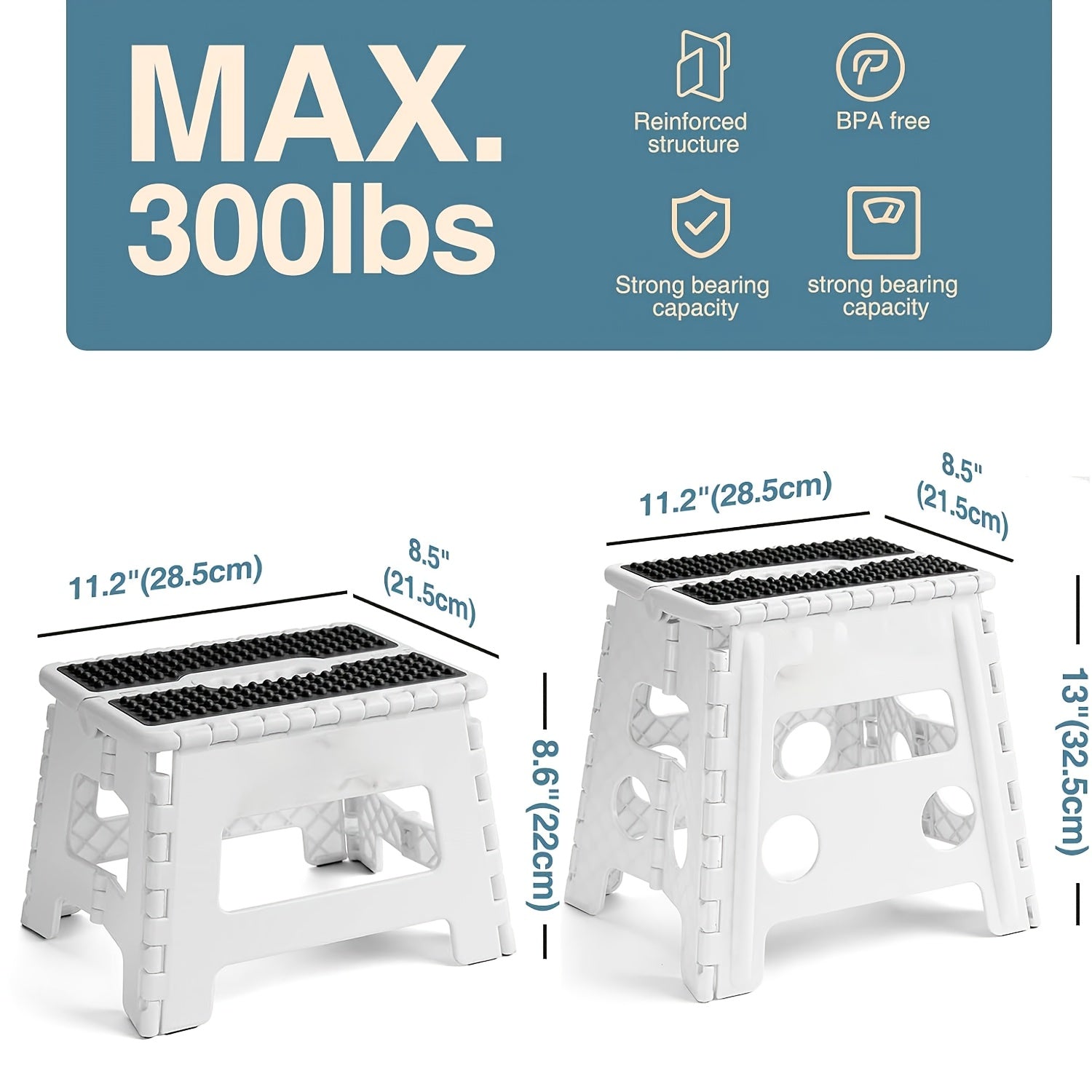 Pink Folding Step Stool for Adults, Non-Slip, Portable, 22.86cm x 33.02cm