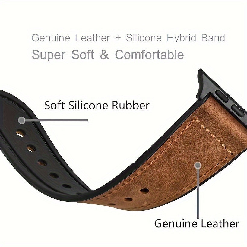 Faux Leather Watch Strap for iWatch Series 3 4 5 6 7 8 Ultra SE 38mm 40mm 41mm 42mm 44mm 45mm 49mm