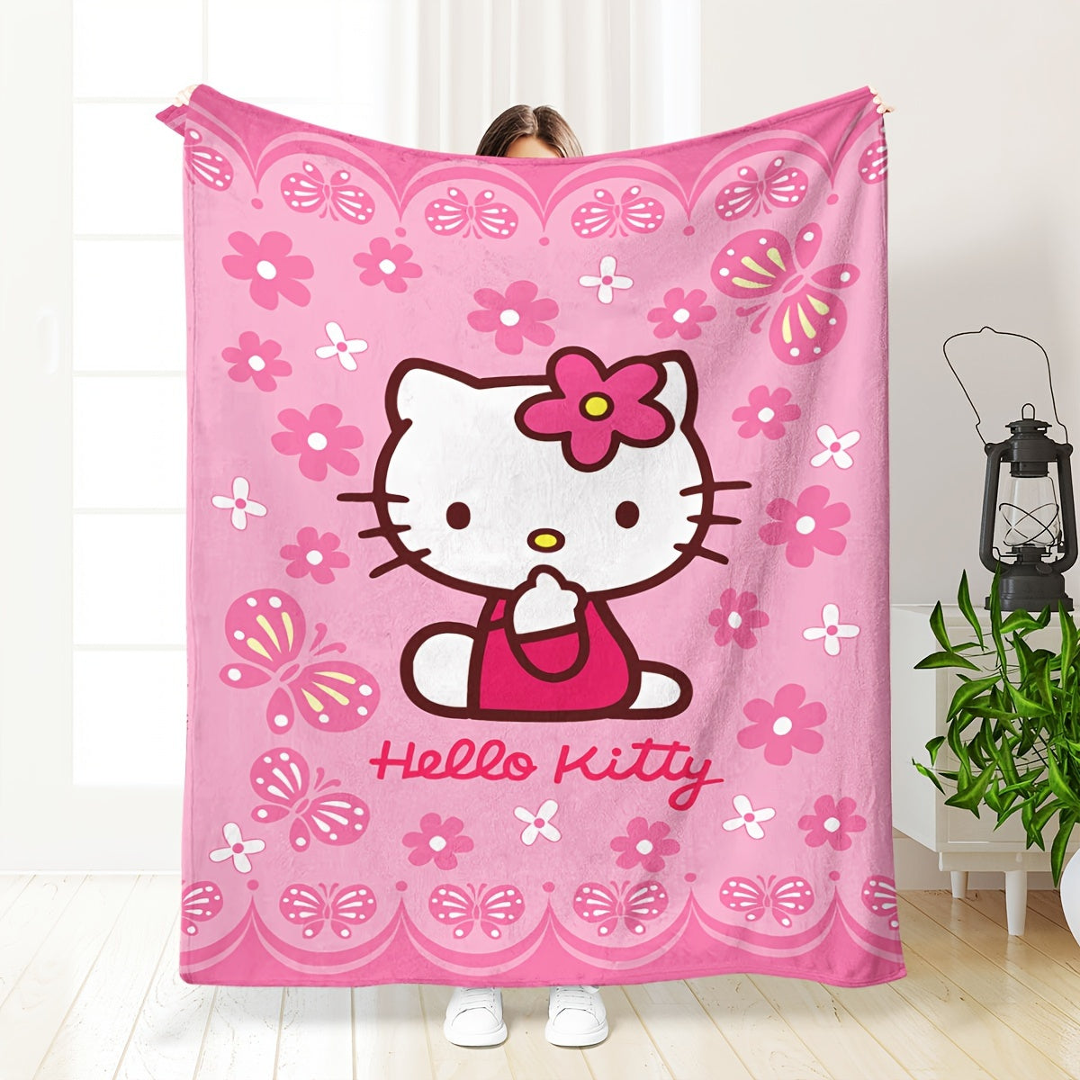 Plush Blanket Flannel Throw for Bedroom Office Travel Pink or Purple