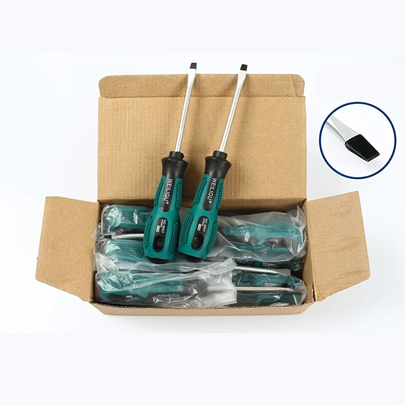 Magnetic Slotted Flat Head and Phillips Screwdriver Set, Non-Slip, 3-4 Inch