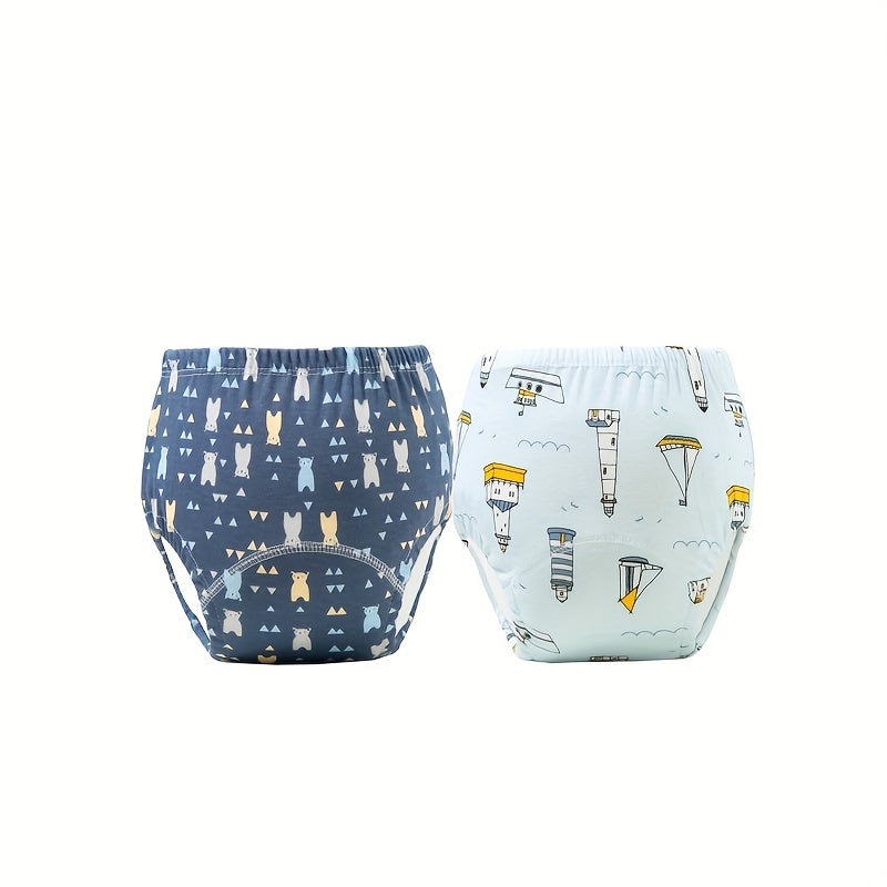 Juego de 2 pantalones de entrenamiento reutilizables, impermeables, transpirables y a prueba de fugas de algodón para bebé