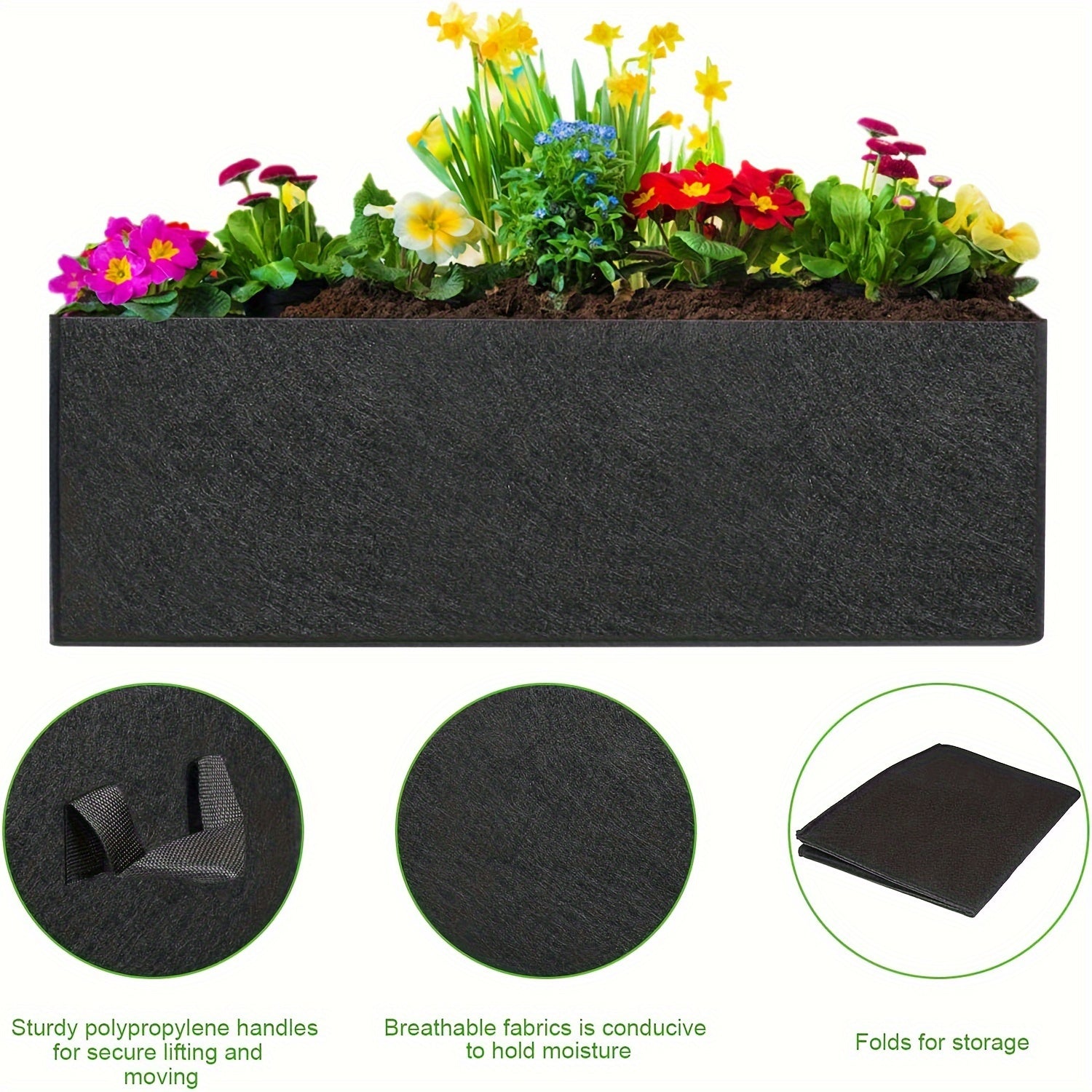 3 ta to'plam 6-gallon bog' o'simliklar sumkasi, tutqichlar bilan nafas oladigan non-tarqalg'an mato, sabzavotlar, gullar uchun, ichki va tashqi foydalanish