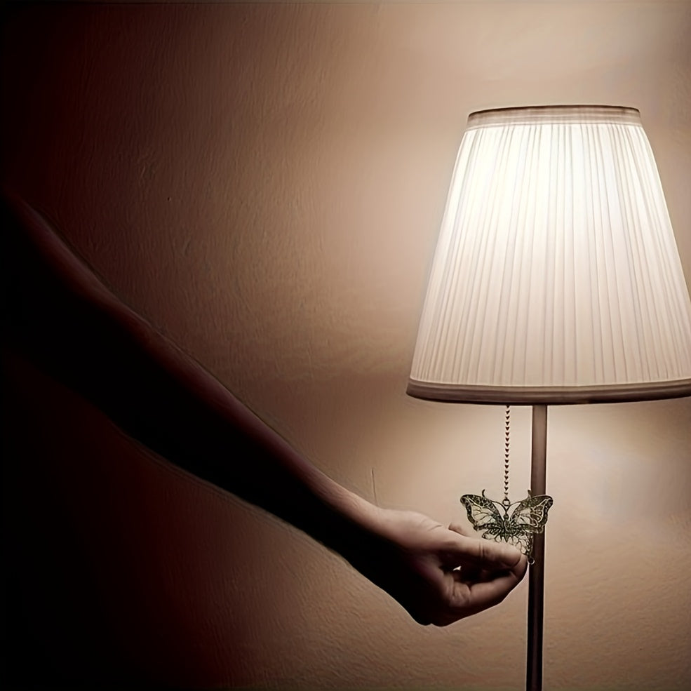 Conjunto de extensión de cadena de tracción para ventilador de techo con adornos de bolas de cuentas, libélula y mariposa