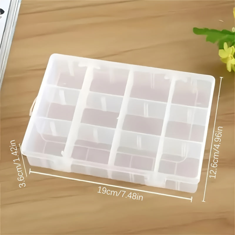 Clear Plastic Storage Organizer with Removable Dividers for Jewelry and Desk Items