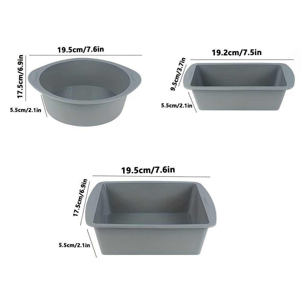 Silicone Baking Set 3 Pieces Nonstick Heat Resistant Cake Pans Loaf Mold