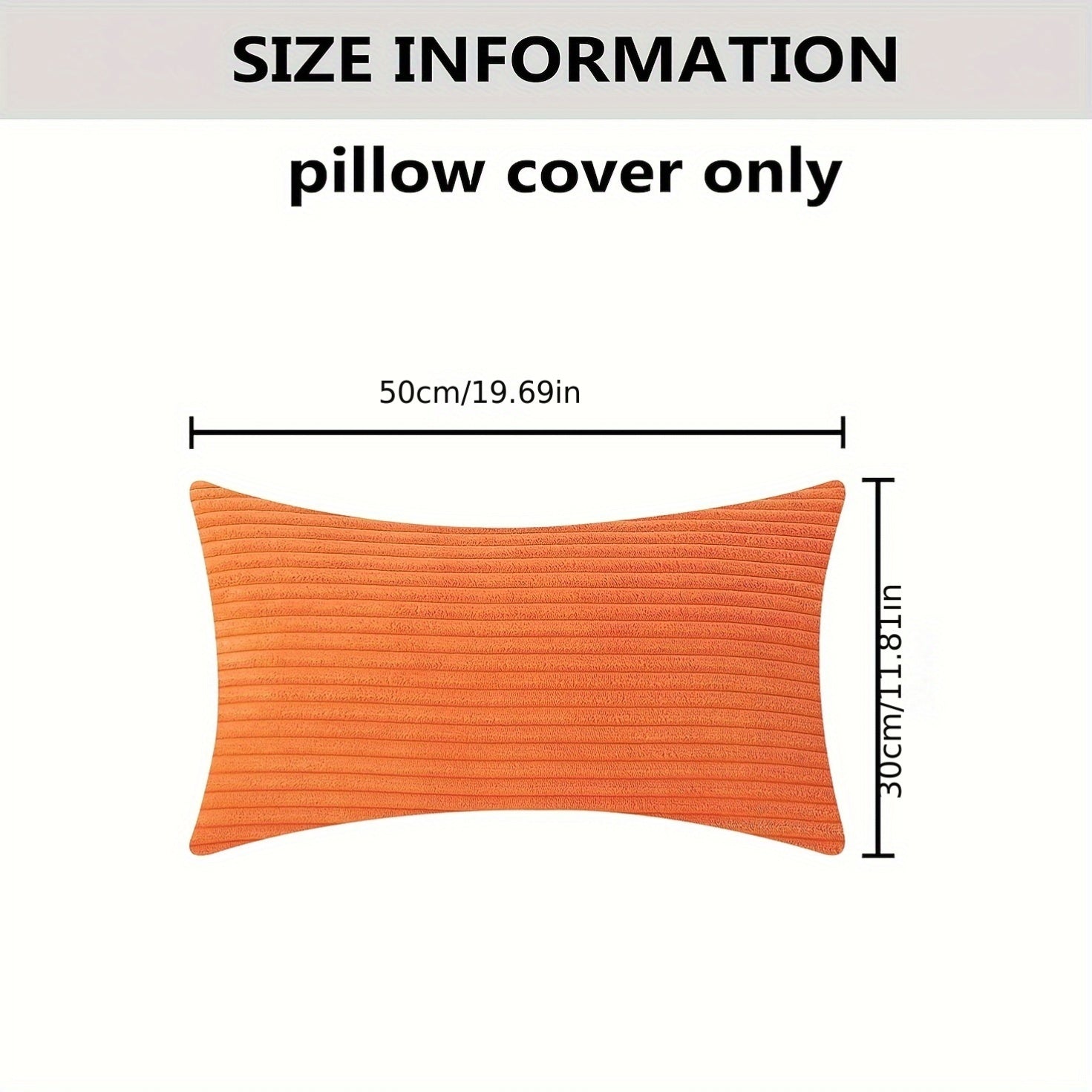 Orange Pillow Cover 30x50cm or 45x45cm Polyester Zipper Closure
