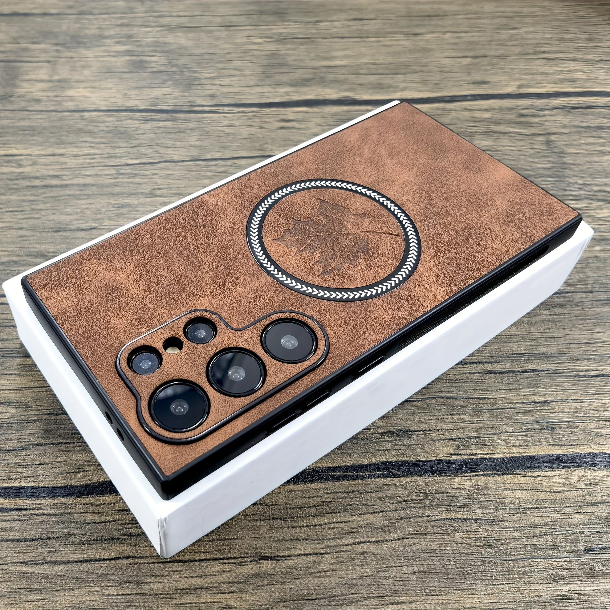 PU Leather Phone Case for Samsung Galaxy Wireless Charging Magnetic Adsorption