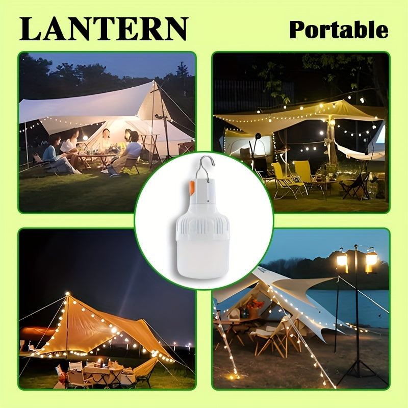 Rechargeable LED Camping Lantern with Hook, Searchlight, Emergency Floodlight