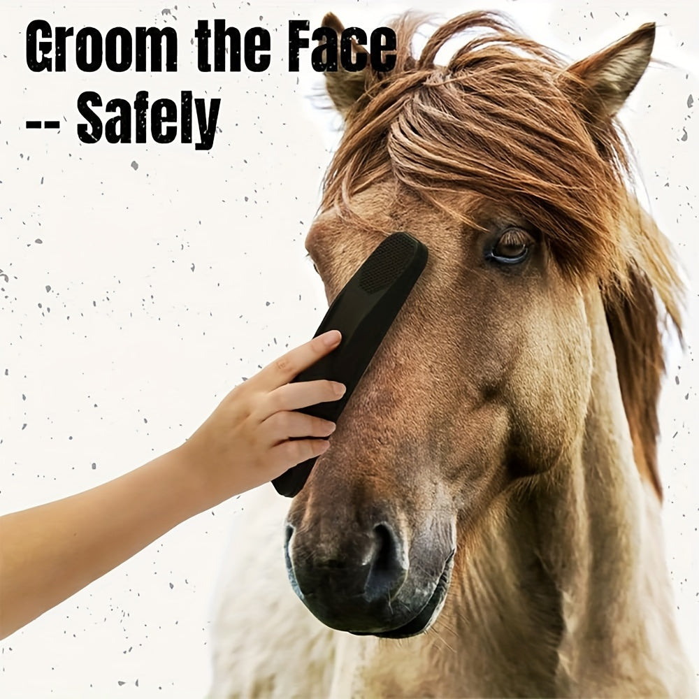 Durable ABS Grooming Brush for Horses and Dogs Shedding Detangling Black