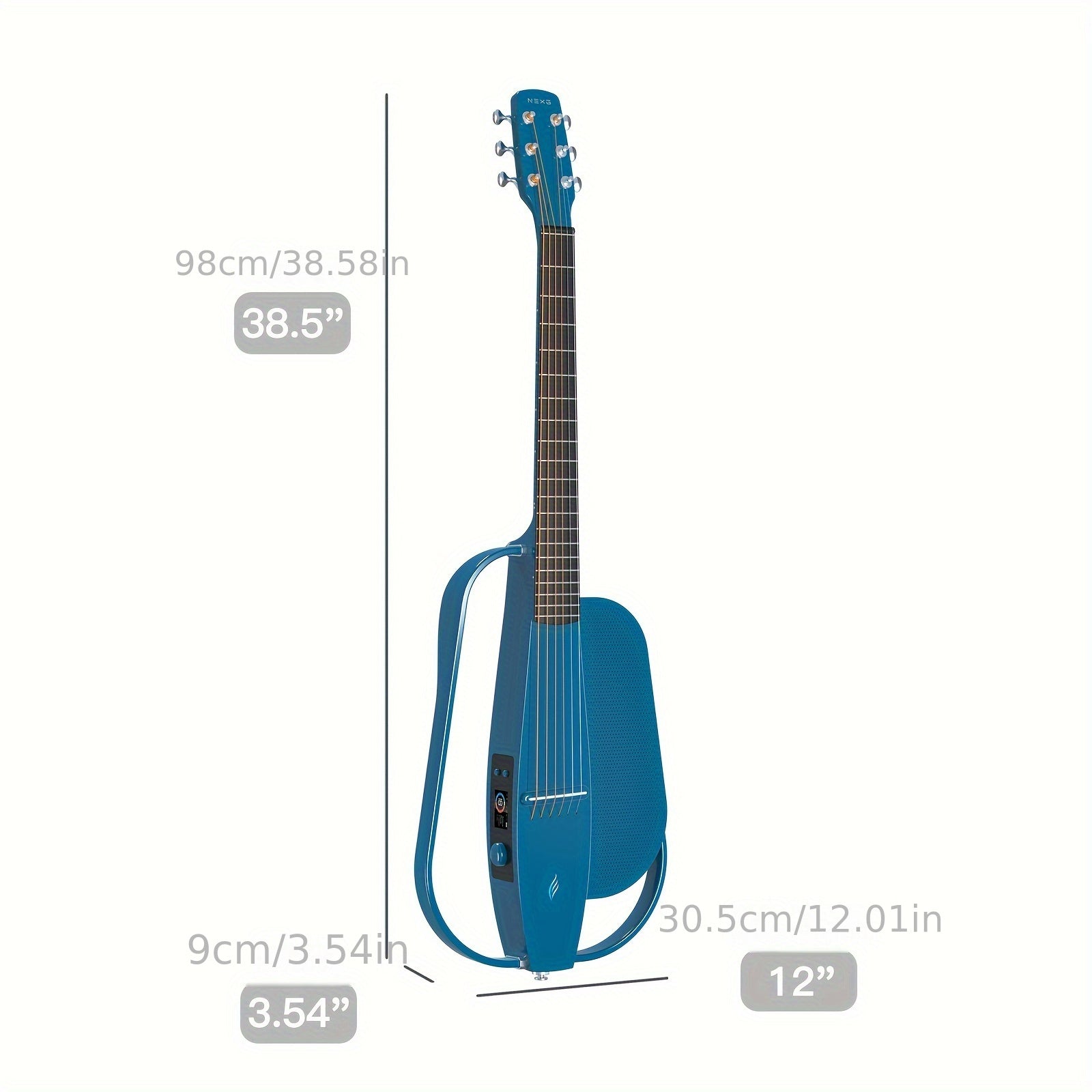 Carbon Fiber Travel Guitar 20 Frets Electric Acoustic Blue 96.52cm Wireless Speaker