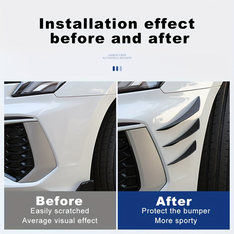 6 dona Poyga Uglerod Tolasi Nümunali Spoiler To'plami Avtomobil Bumperi Zilzila Himoyasi