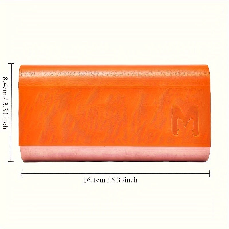 Dual-Layer Glasses Case Blue or Orange Faux Leather Scratch-Resistant Eyeglass Holder