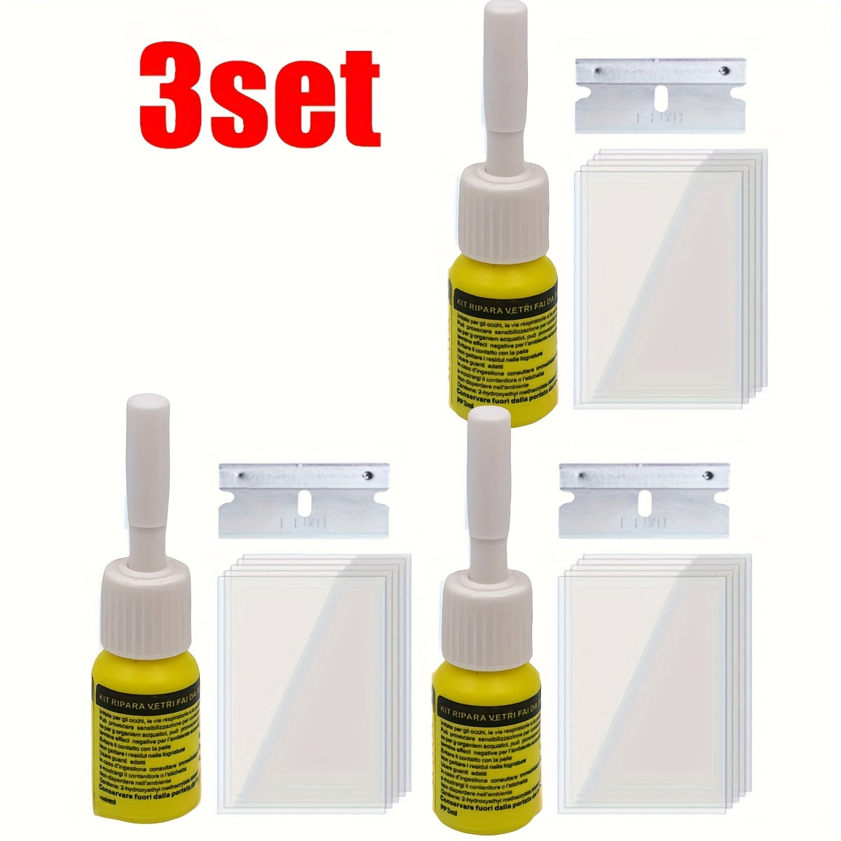 Universal avtomobil shisha yorig'ini tuzatish to'plami, shisha ta'mirlash asbobi, shaffof qotish uchun yopishqoq