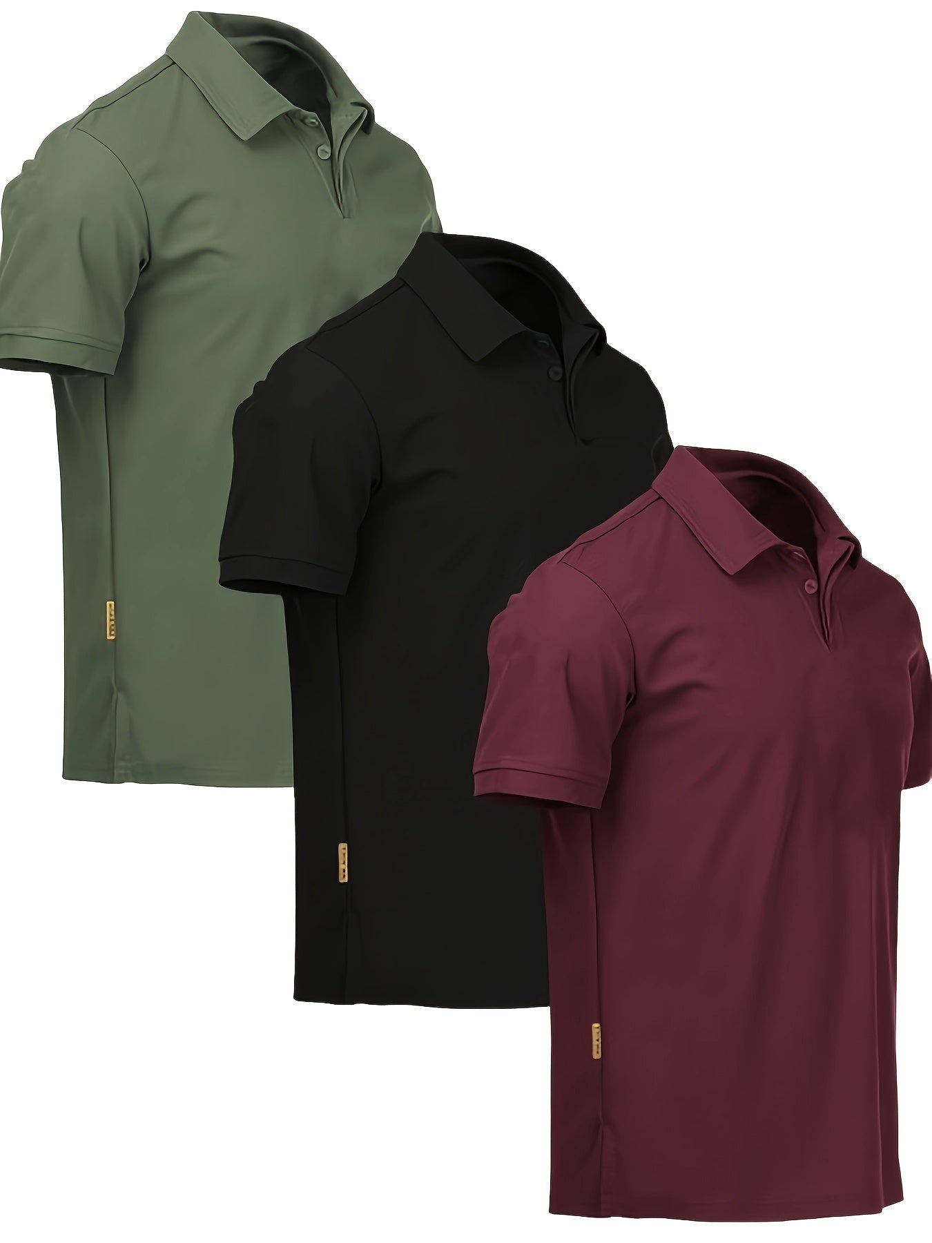 Men's Casual Sports Business Shirts Set Polyester Stretch Solid Color Summer