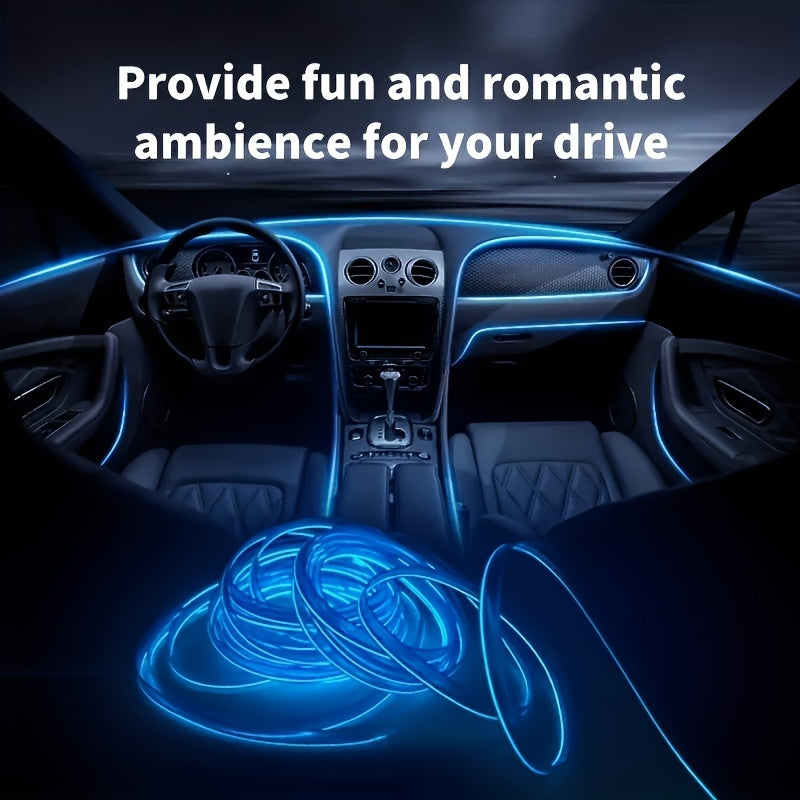Tira de iluminación LED interior de coche azul hielo, decorativa flexible para ambiente, 2M