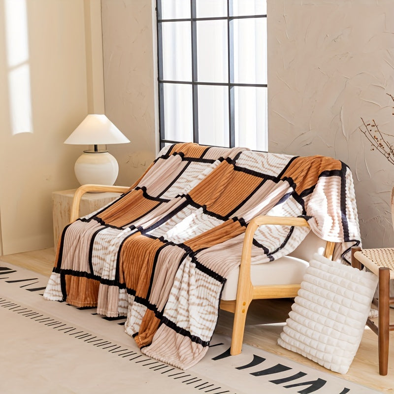 Yengil Flanel yostiqchasi geometrik patchwork, allergenlarga chidamli, uy, ofis, sayohat uchun