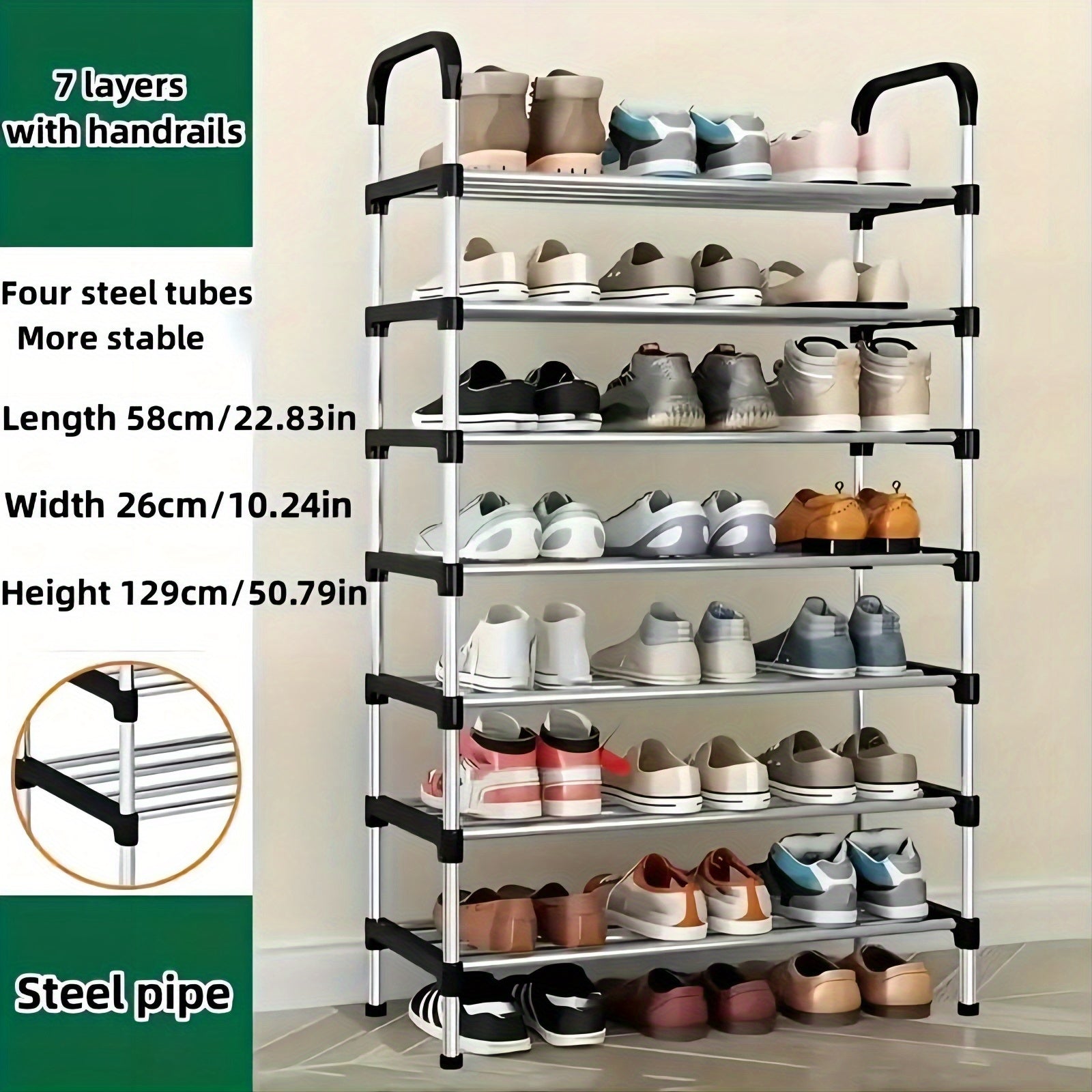 Multi-Layer Steel Shoe Rack for Entryway Bedroom and Living Room Storage